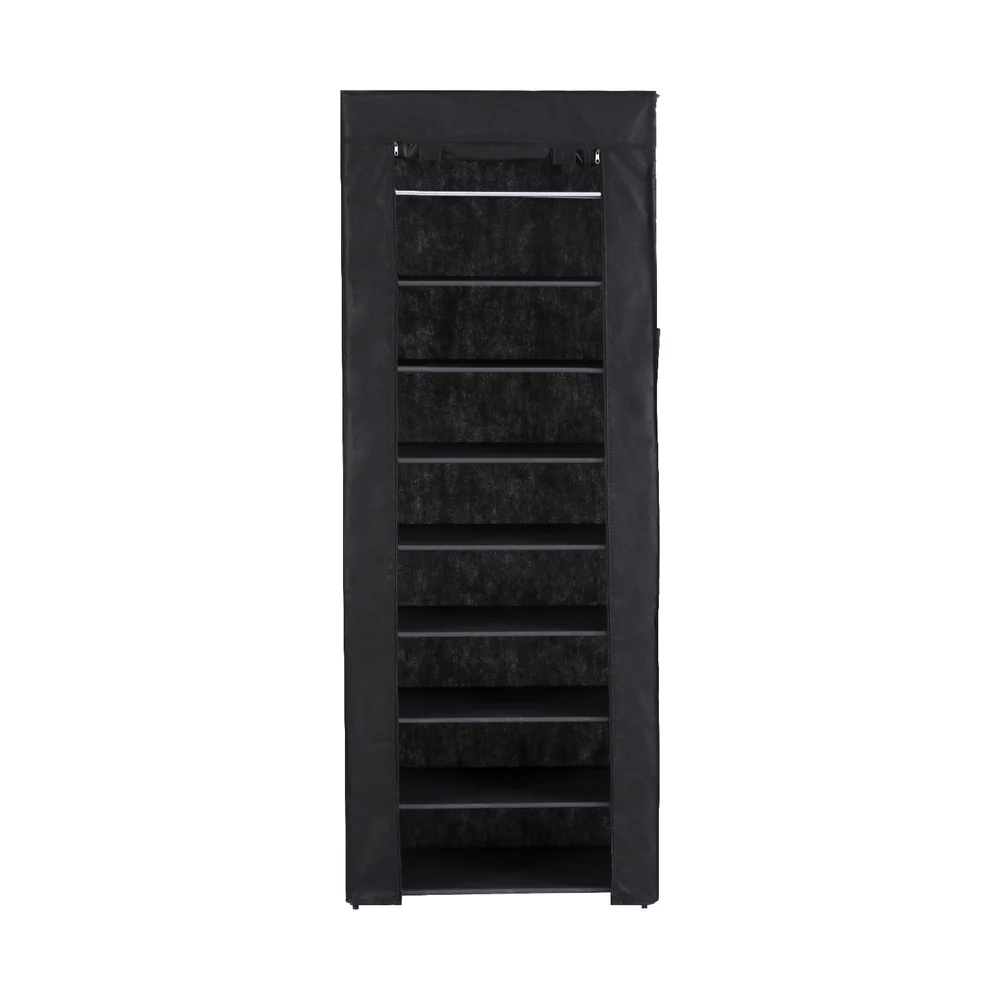 Artiss Shoe Rack 10-tier 27 Pairs Removable Cover Black - Image 4
