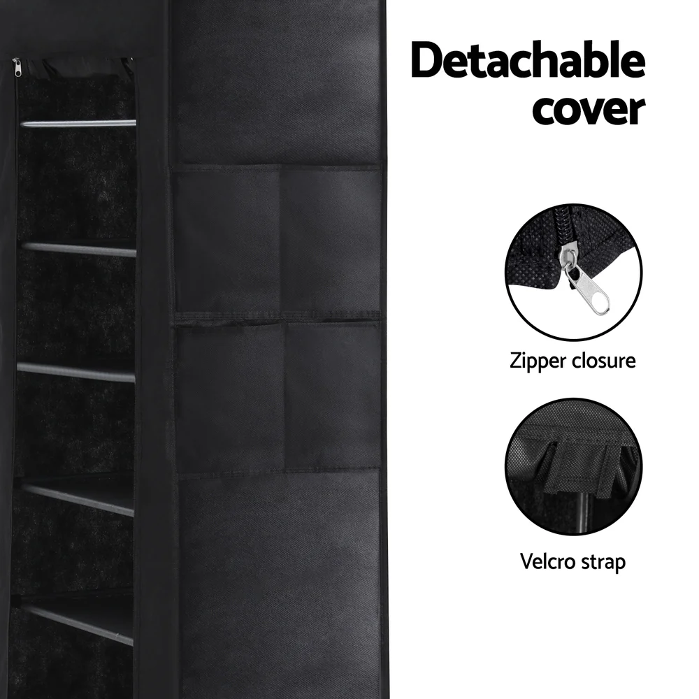 Artiss Shoe Rack 10-tier 27 Pairs Removable Cover Black - Image 7