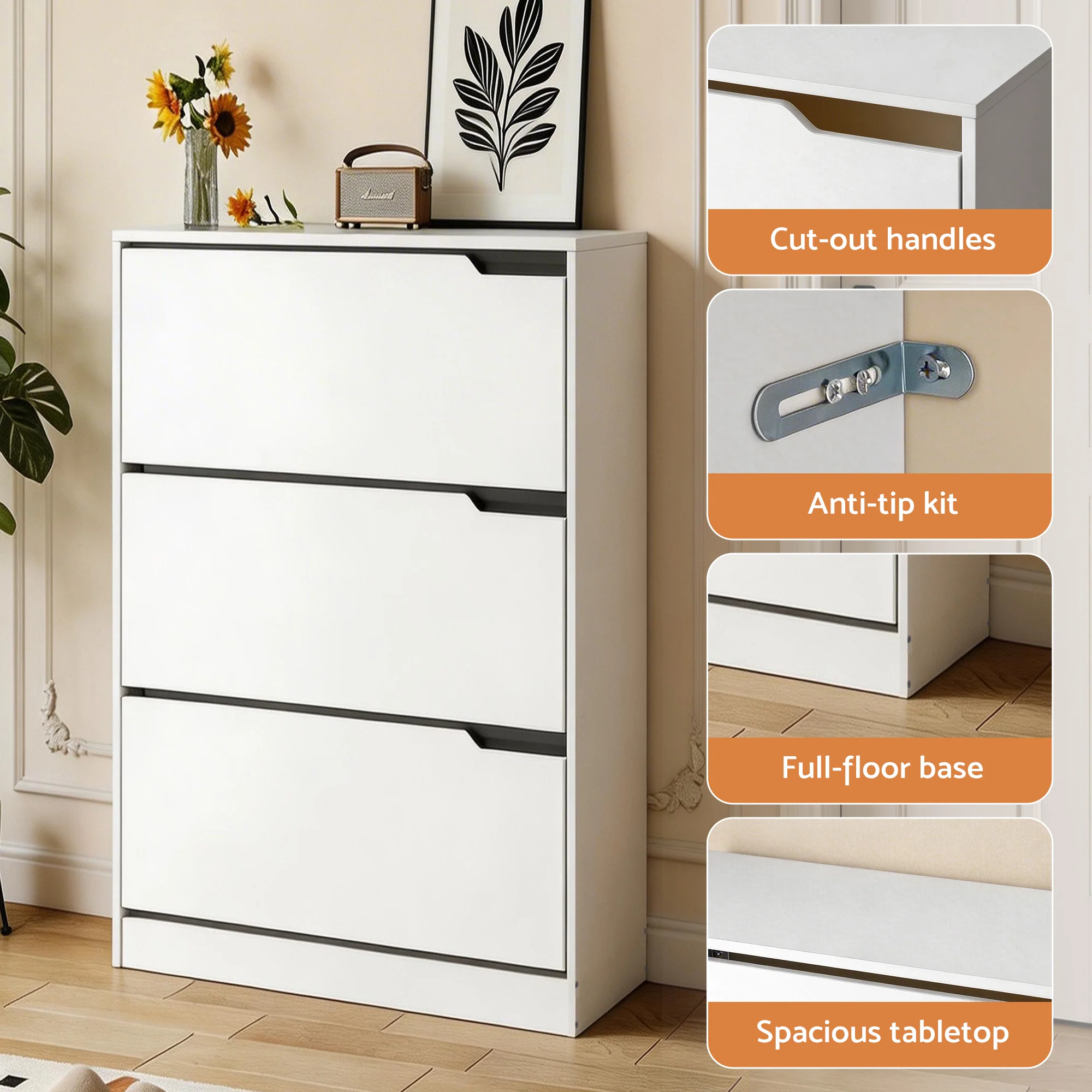 Artiss Shoe Rack Cabinet 24 Pairs Adjustable Shelf White - Image 7