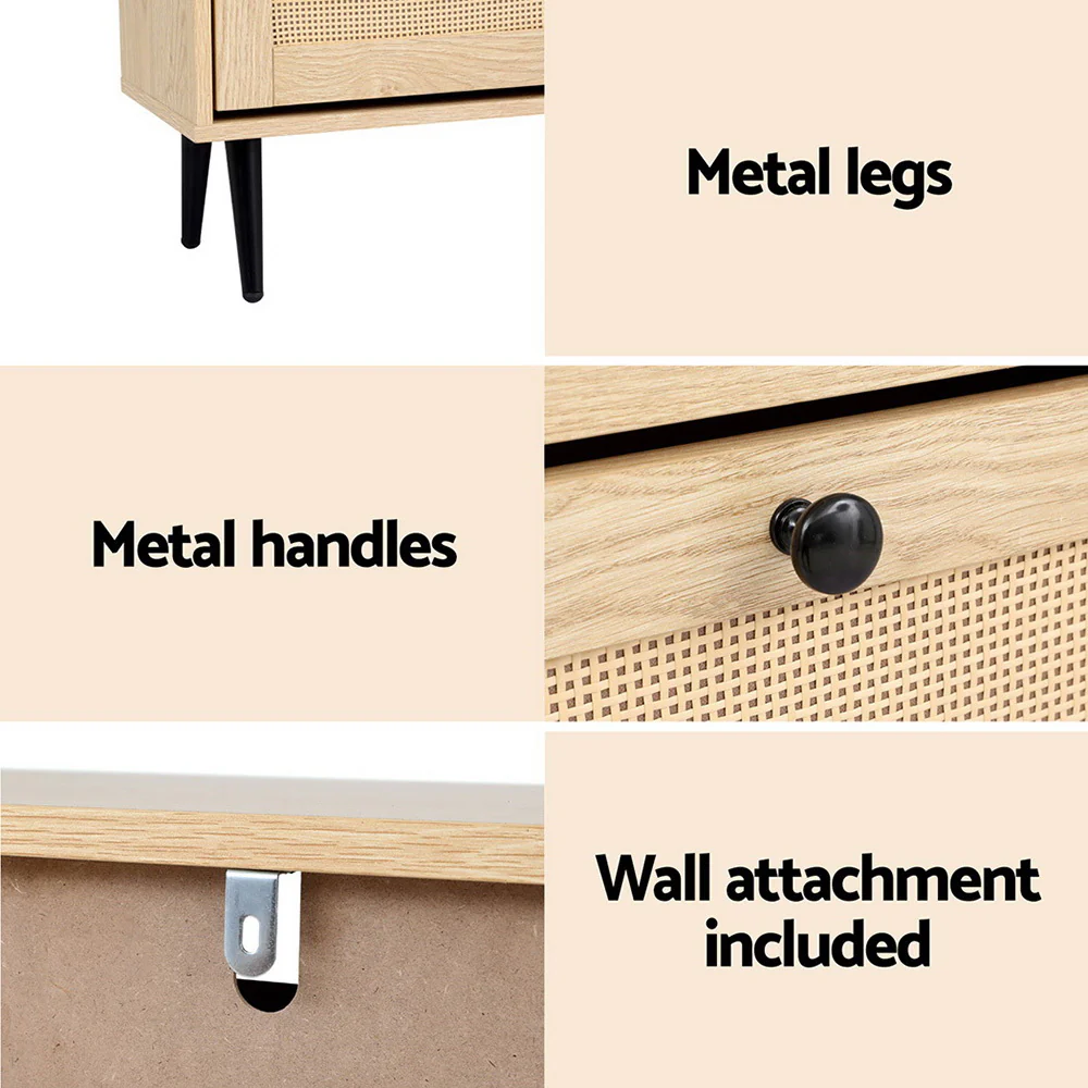 Artiss Shoe Rack Cabinet 3 Flip-out Drawers Pine - Image 6