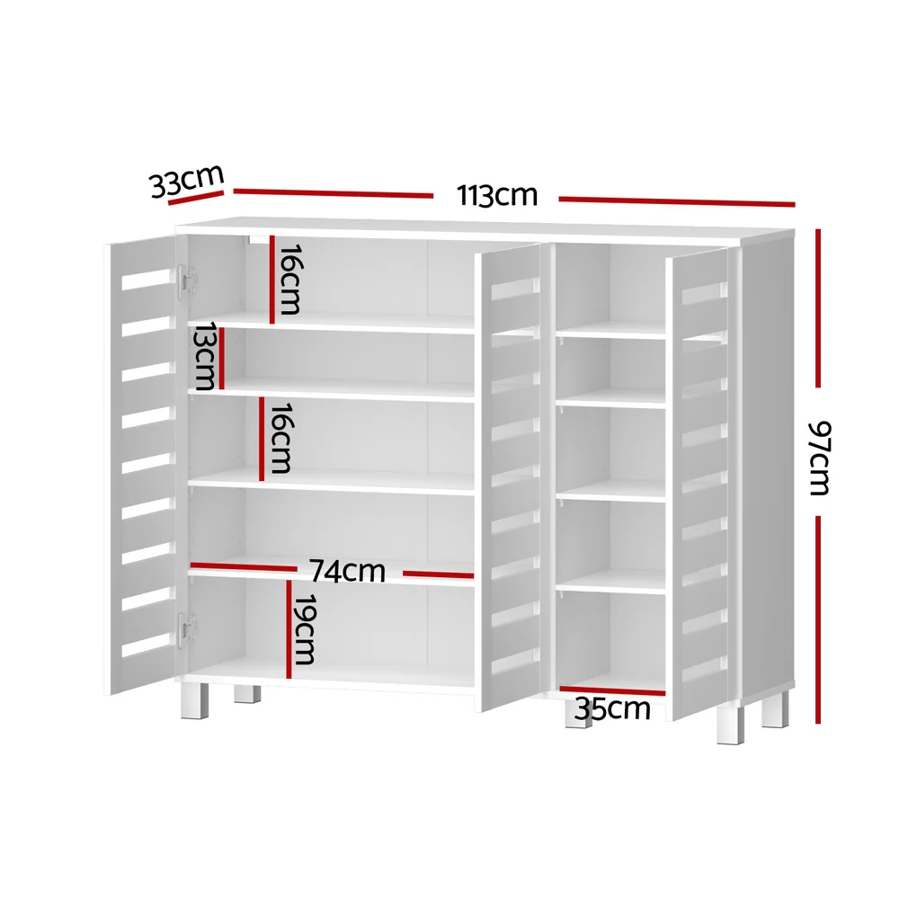 Artiss Shoe Rack Cabinet 30 Pairs Adjustable Shelf White - Image 3