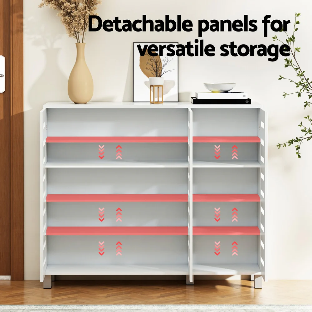 Artiss Shoe Rack Cabinet 30 Pairs Adjustable Shelf White - Image 5