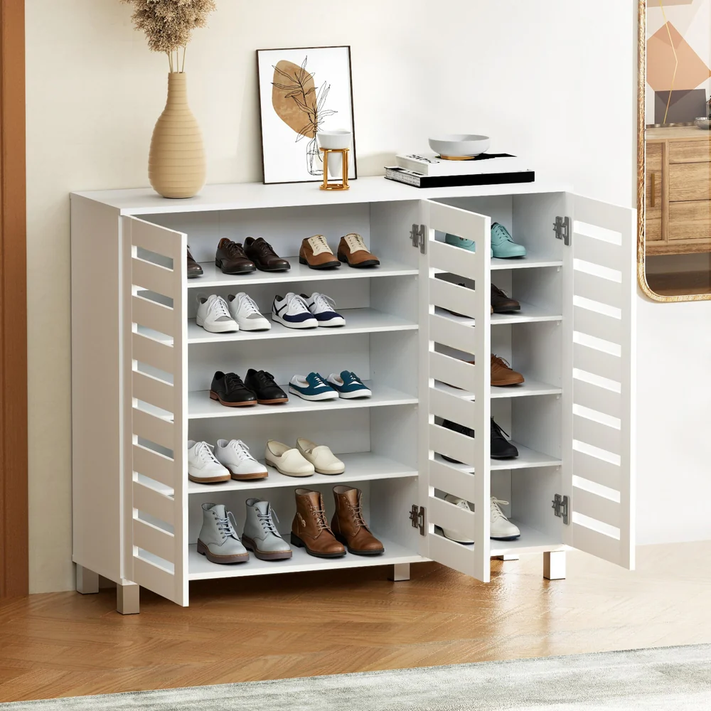 Artiss Shoe Rack Cabinet 30 Pairs Adjustable Shelf White - Image 8