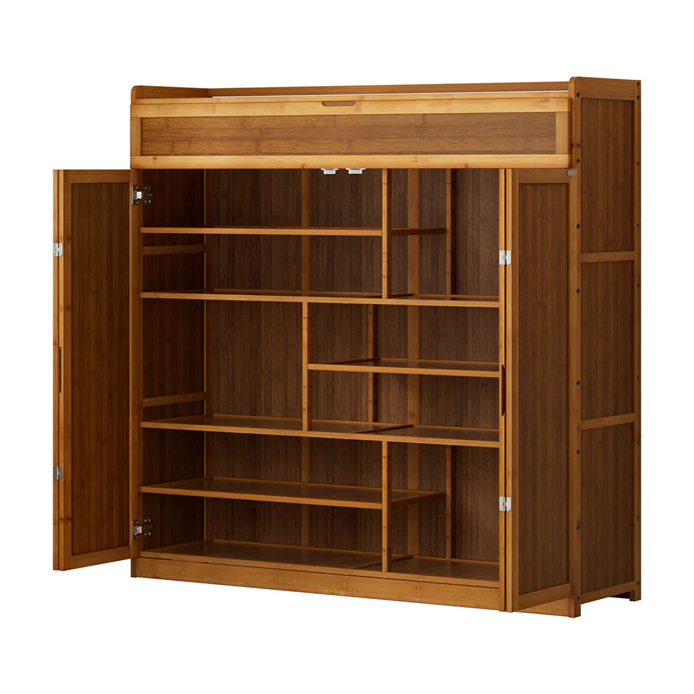 Artiss Shoe Rack Cabinet 30 Pairs Storage Cupboard Bamboo - Image 2
