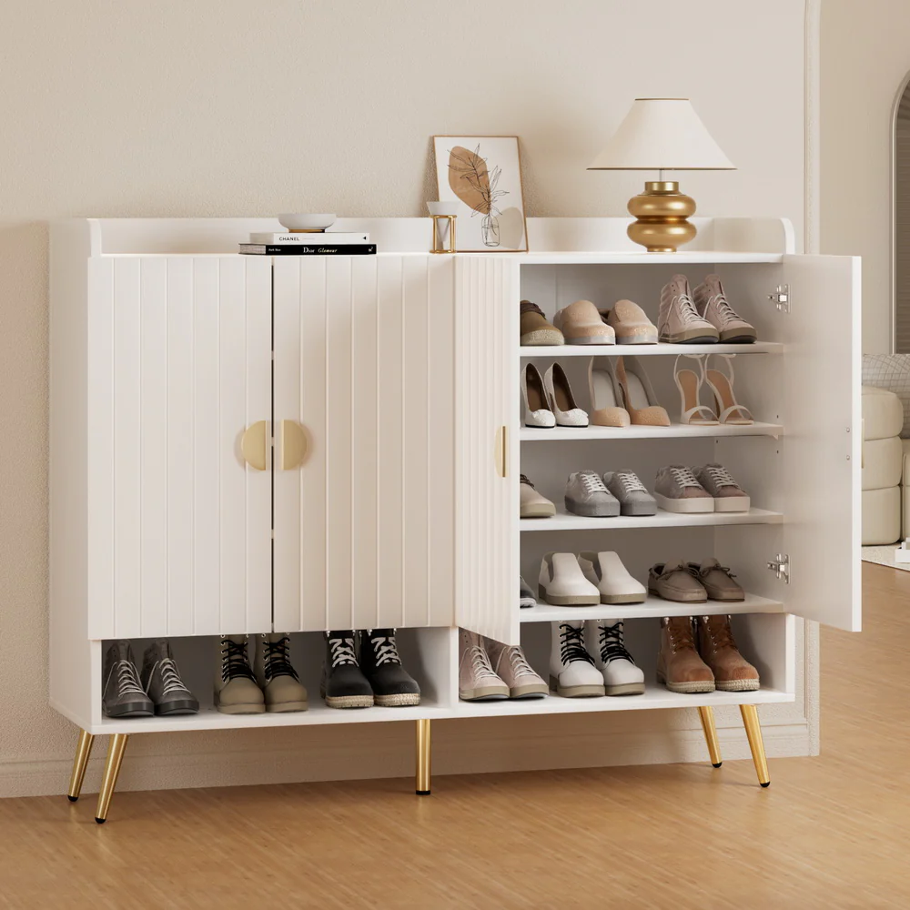 Artiss Shoe Rack Cabinet 5 Tiers 30 Pairs White - Image 3