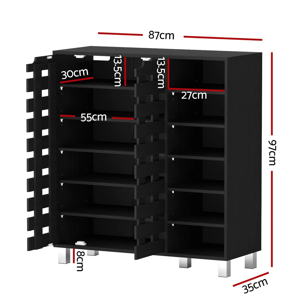 Artiss Shoe Rack Cabinet 6 Tier Storage Shelf Black - Image 3