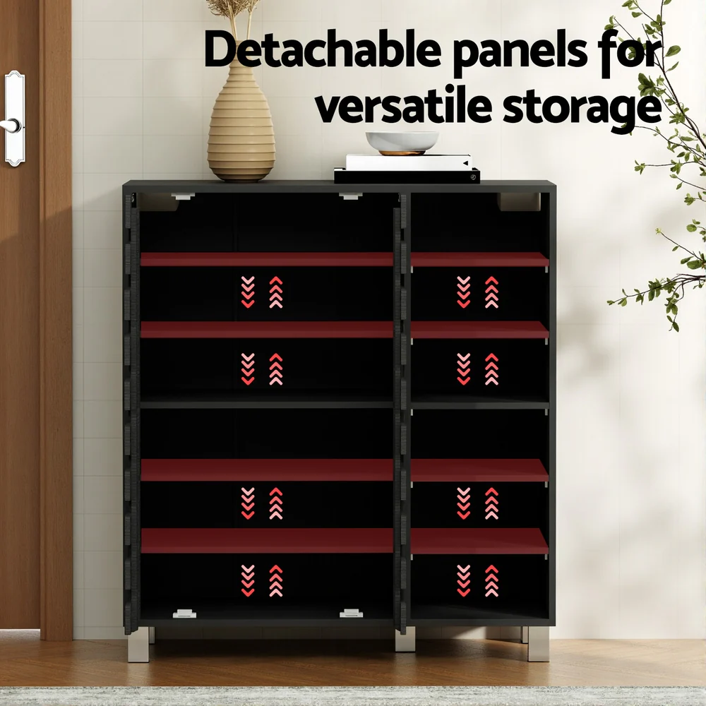 Artiss Shoe Rack Cabinet 6 Tier Storage Shelf Black - Image 5