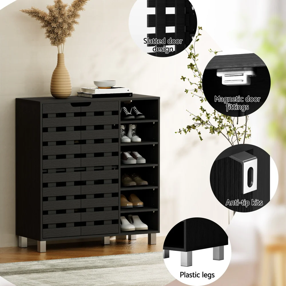 Artiss Shoe Rack Cabinet 6 Tier Storage Shelf Black - Image 6