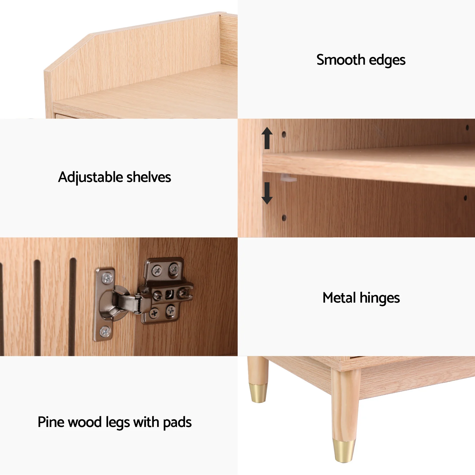 Artiss Shoe Rack Cabinet with Shelves 26 Pairs Pine - Image 8
