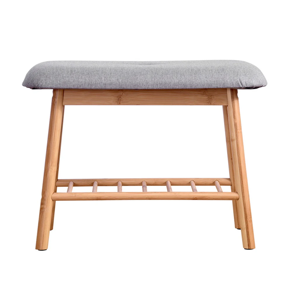 Artiss Shoe Rack Shoe Bench Fabric Seat 2 Pairs - Image 3