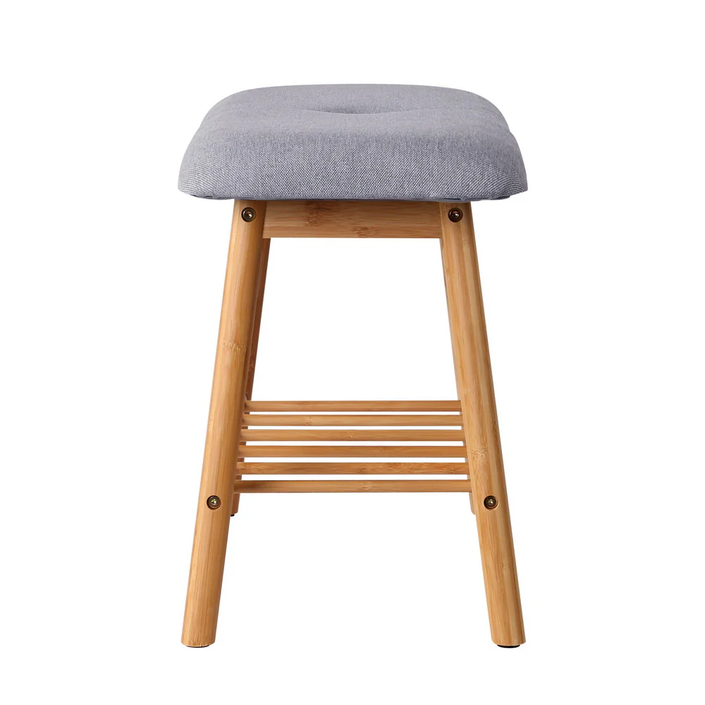 Artiss Shoe Rack Shoe Bench Fabric Seat 2 Pairs - Image 4