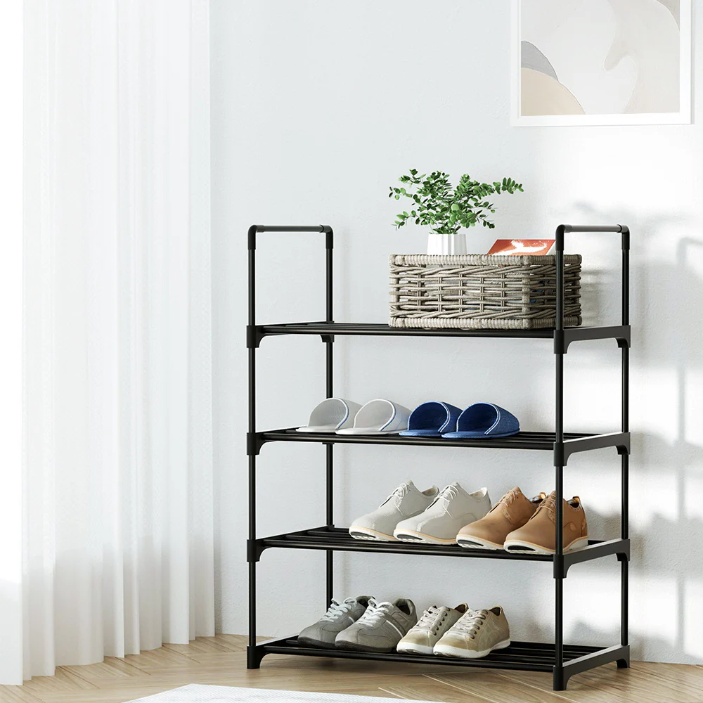 Artiss Shoe Rack 4-tier 12 Pairs Stackable Black - Image 6