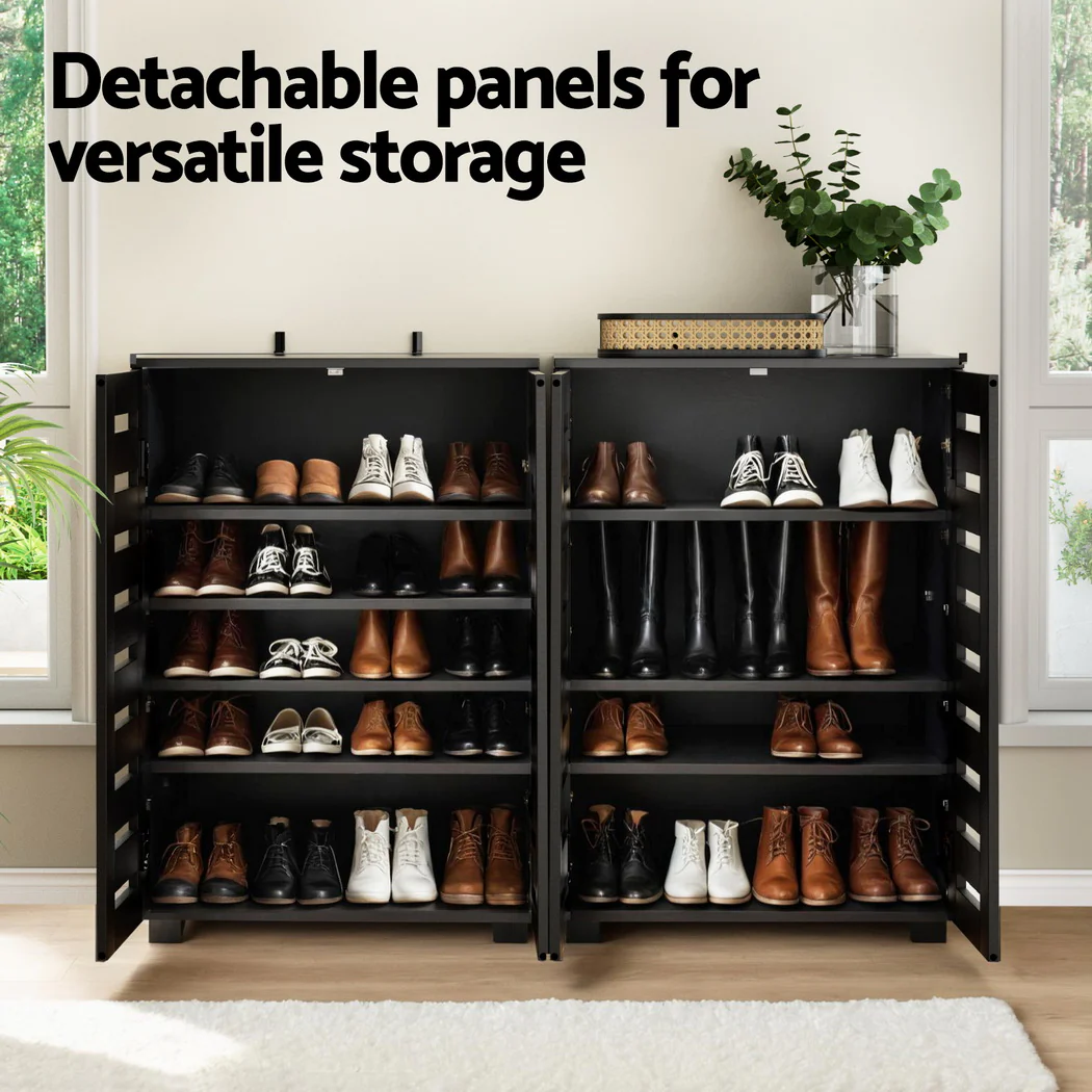 Artiss Shoe Rack Storage Cabinet 20 Pairs 5-tier Black Alster - Image 5