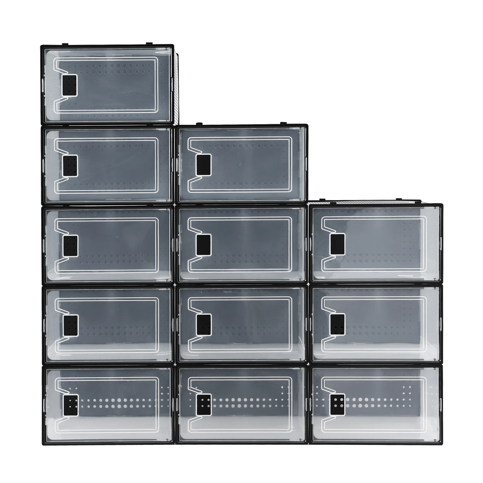 Artiss Shoe Storage Box DIY Set of 12 Stackable Black - Image 4