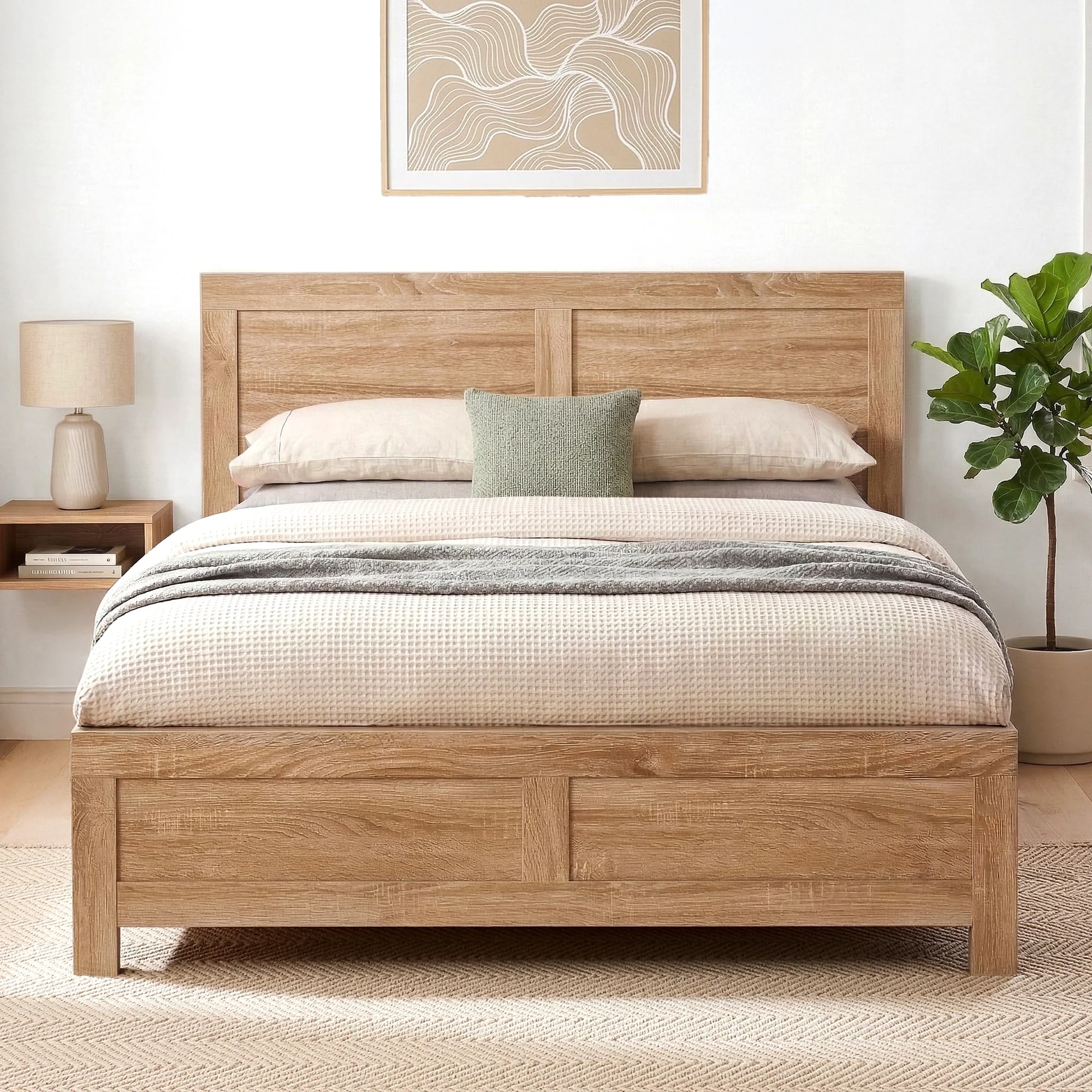 Artiss Single Bed Frame with Headboard and Footboard, Wooden Bed Base with 21cm Under Bed Storage, 150kg Capacity Solid Platform Bed for Guest Room, Bedroom Furniture, Easy Assembly, Walnut