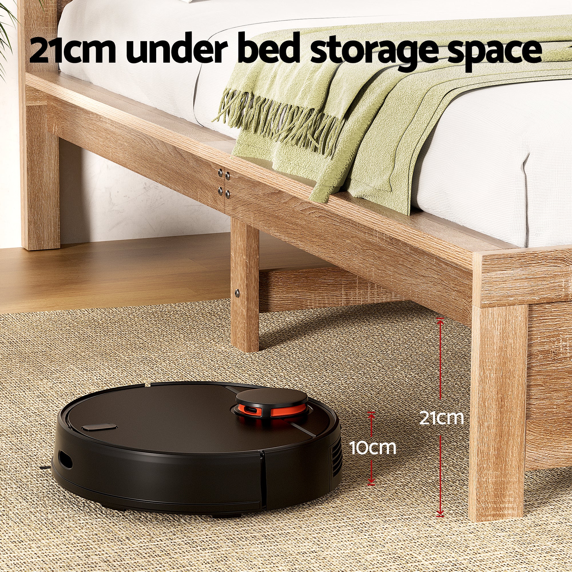 Artiss Single Bed Frame with Headboard and Footboard, Wooden Bed Base with 21cm Under Bed Storage, 150kg Capacity Solid Platform Bed for Guest Room, Bedroom Furniture, Easy Assembly, Walnut - Image 5