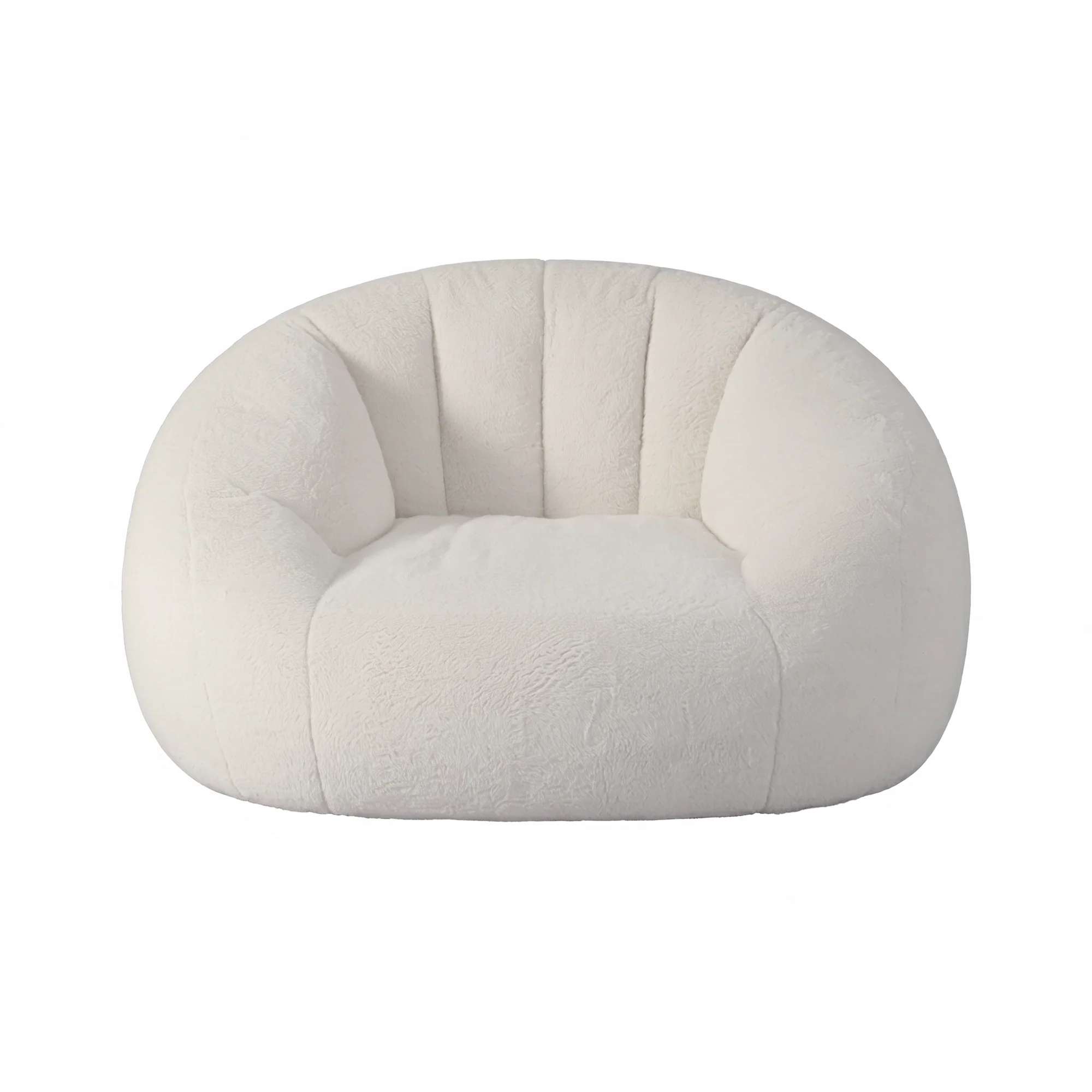 Artiss Single Small Boneless Couch Comfy Bean Bag for Living Room Faux Fur White - Image 2