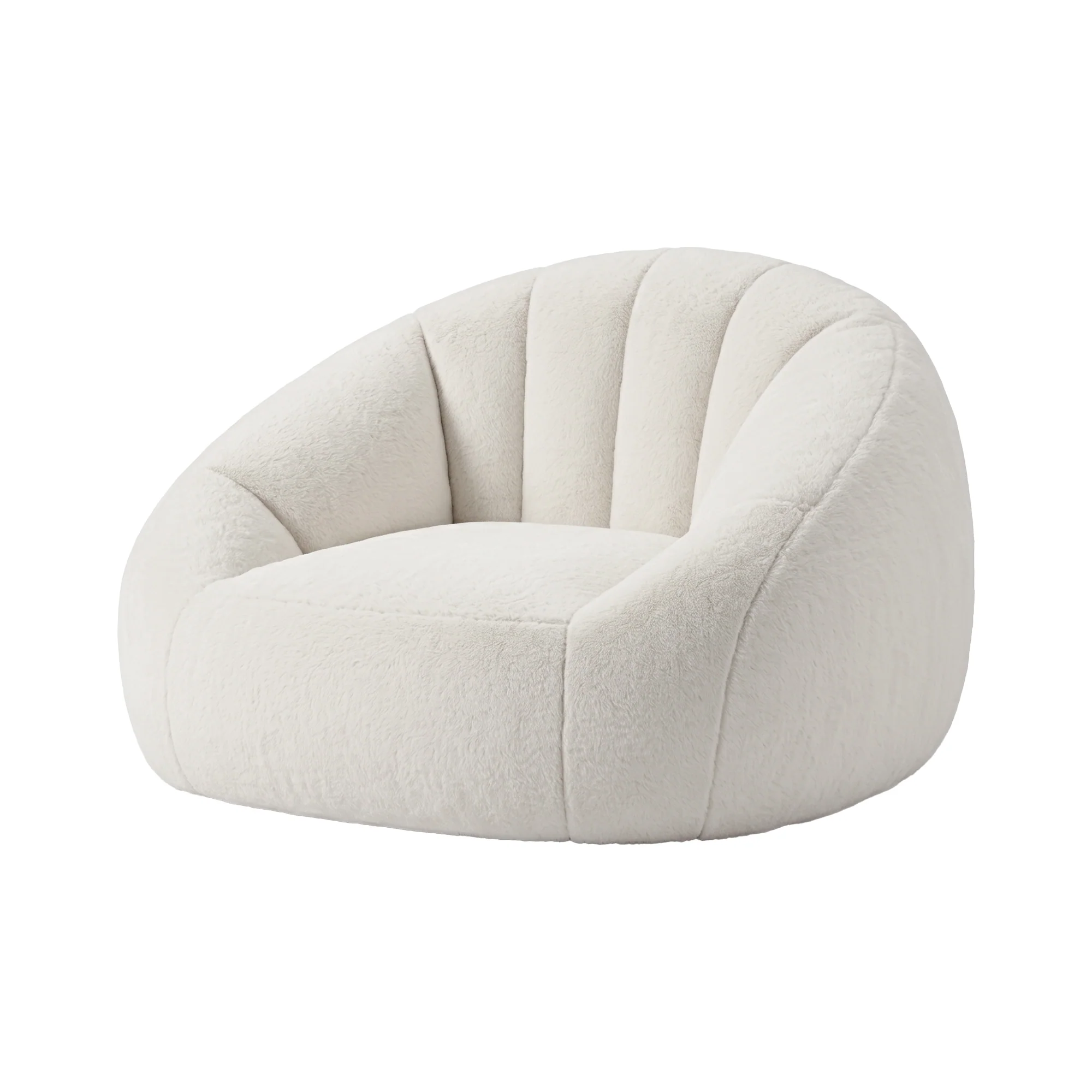 Artiss Single Small Boneless Couch Comfy Bean Bag for Living Room Faux Fur White - Image 4