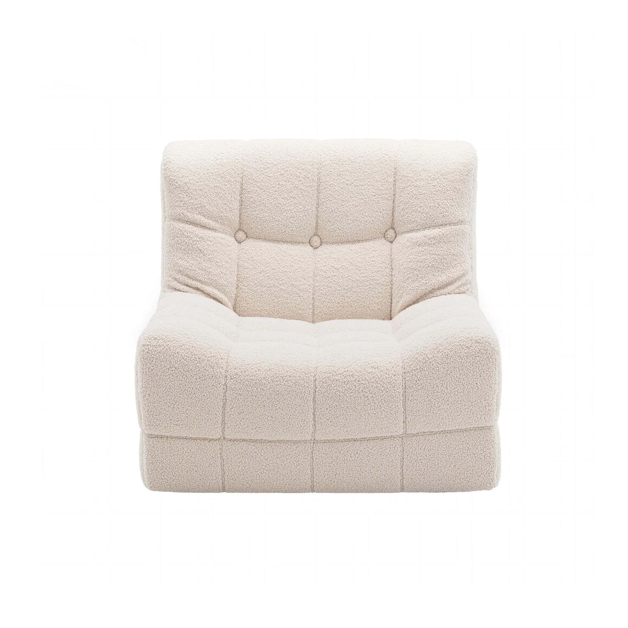 Artiss Single Small Boneless Couches for Living Room White Fabric - Image 4