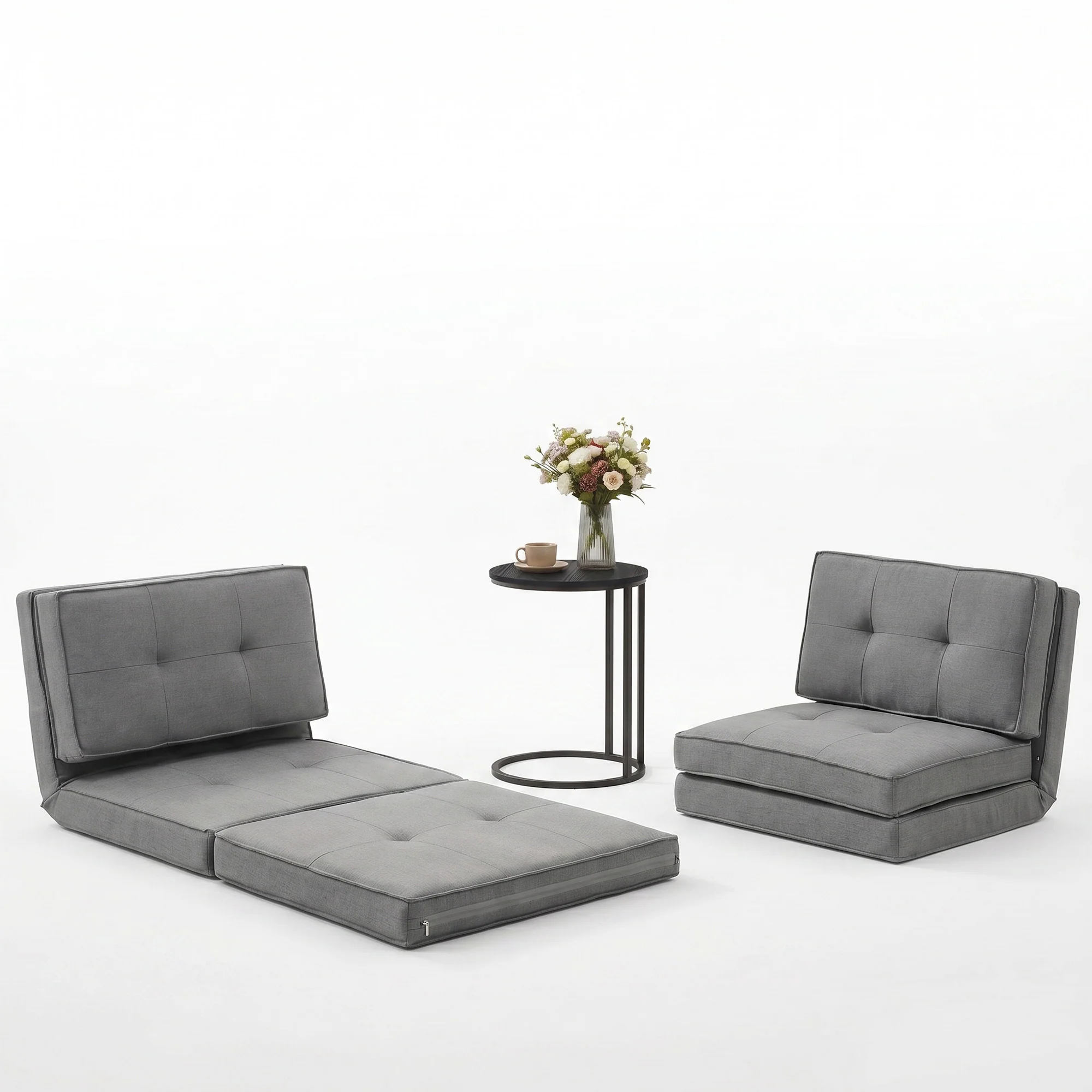 Artiss Single Sofa Bed and Side Table Set, Adjustable Recliner Narrow End Table - Image 2