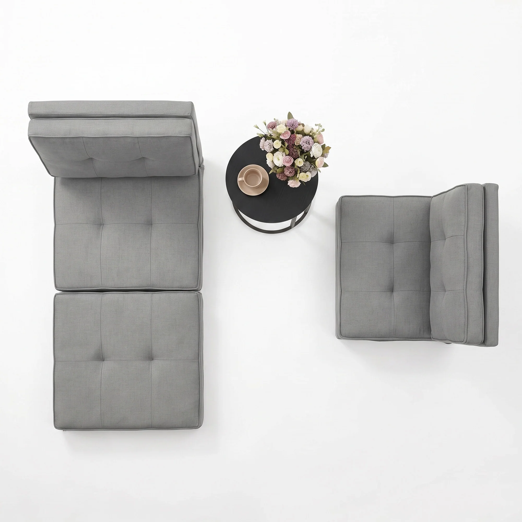 Artiss Single Sofa Bed and Side Table Set, Adjustable Recliner Narrow End Table - Image 4