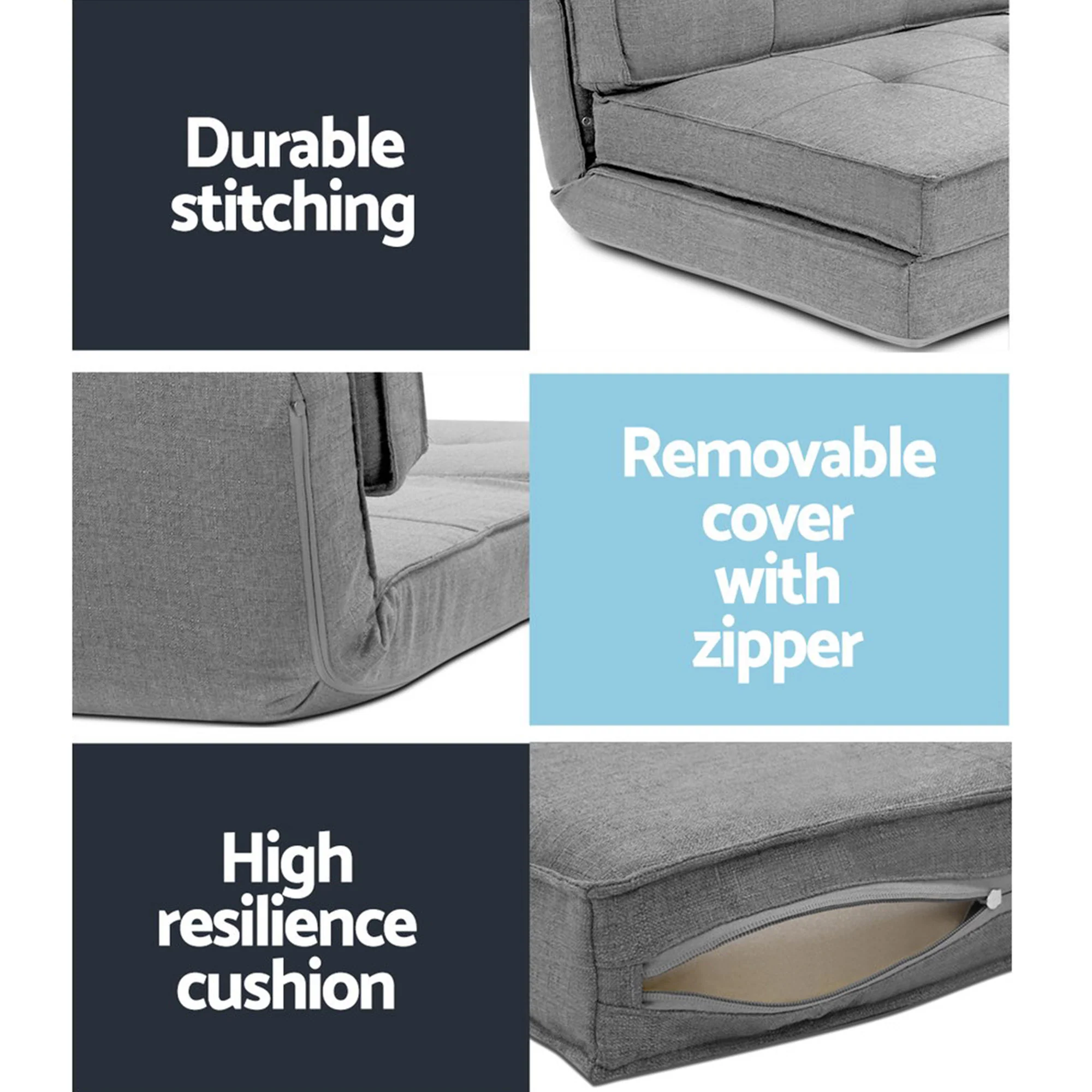 Artiss Single Sofa Bed and Side Table Set, Adjustable Recliner Narrow End Table - Image 6