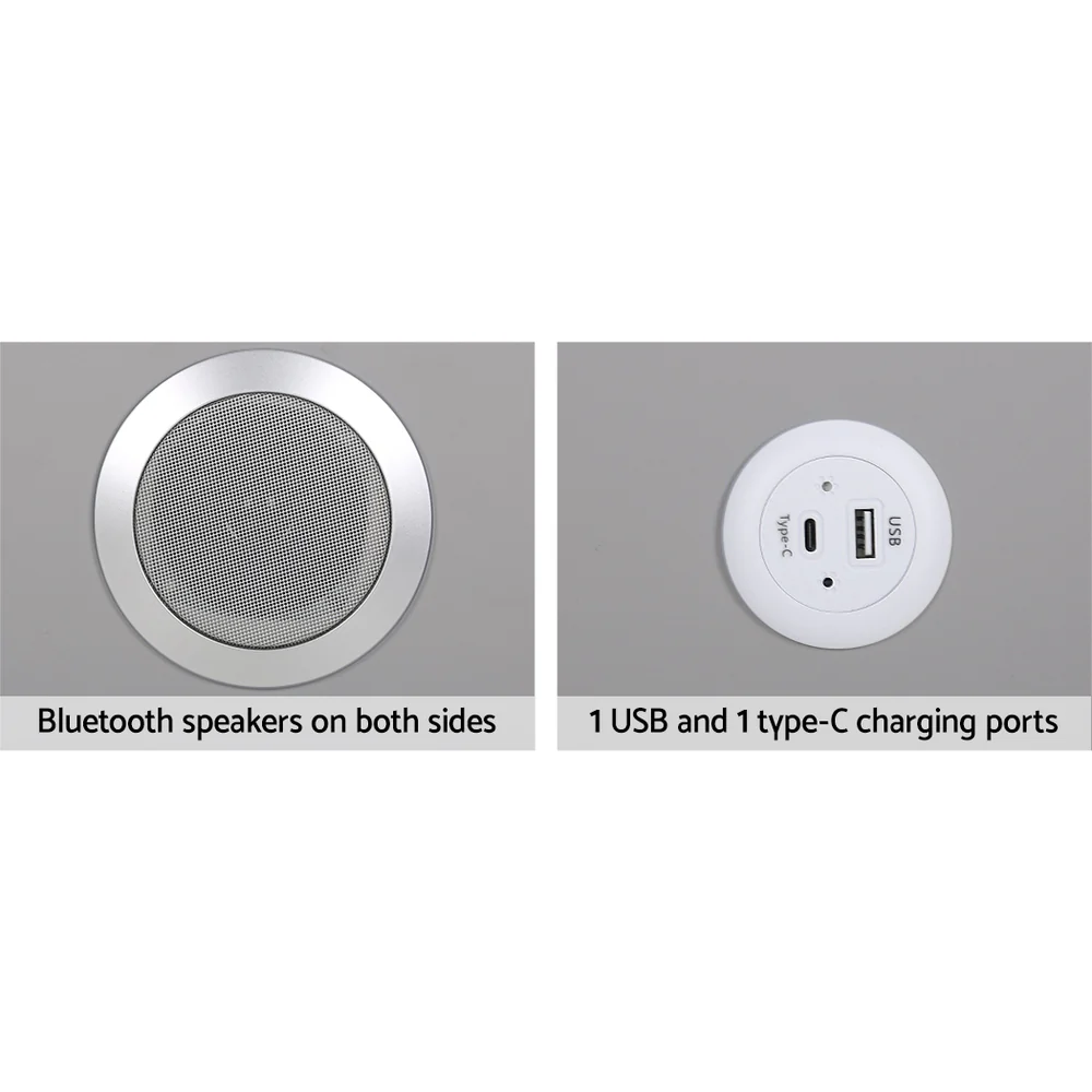 Artiss Smart Bedside Table 2 Drawers with Wireless Charging Ports LED Grey AIDA - Image 5