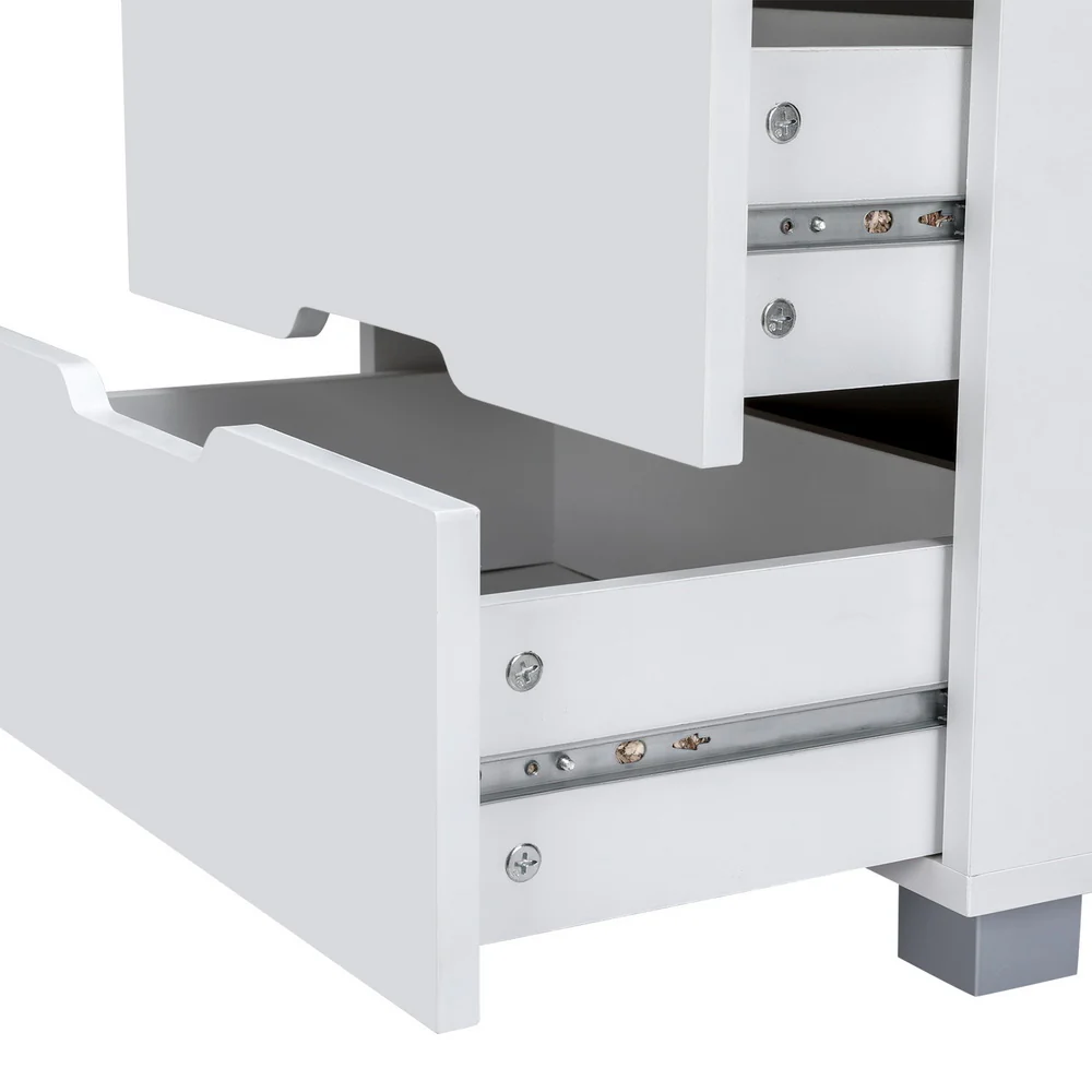 Artiss Smart Bedside Table 3 Drawers with Wireless Charging Ports LED White ADAD - Image 5