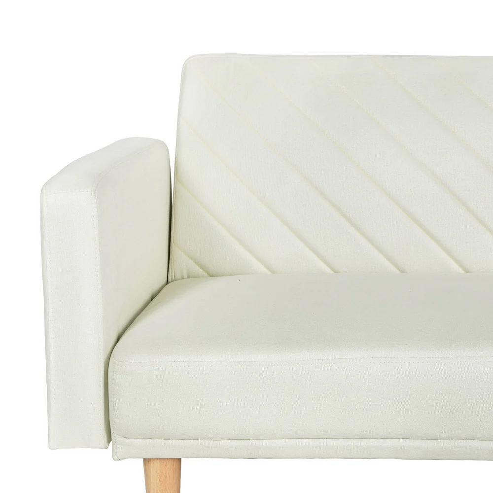 Artiss Sofa Bed 3 Seater Tilted Faux Linen Beige - Image 3