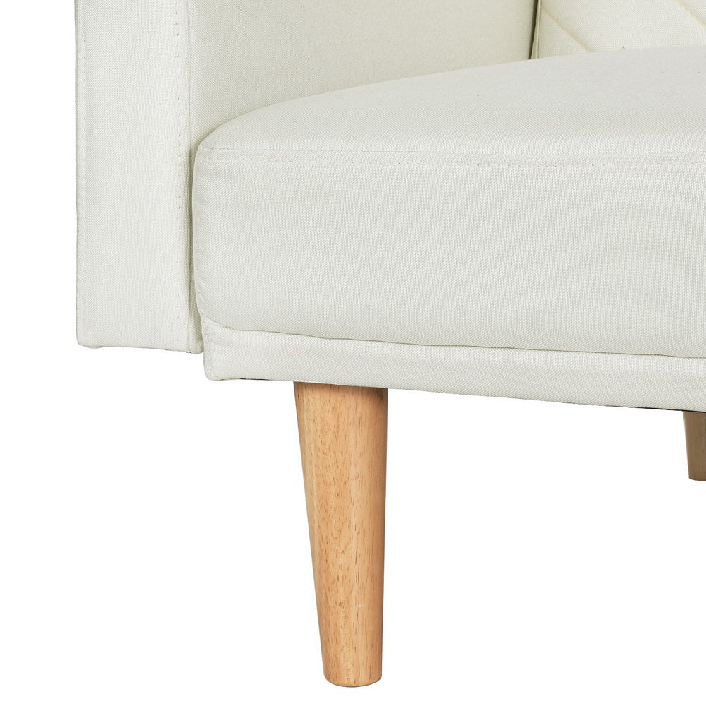 Artiss Sofa Bed 3 Seater Tilted Faux Linen Beige - Image 4