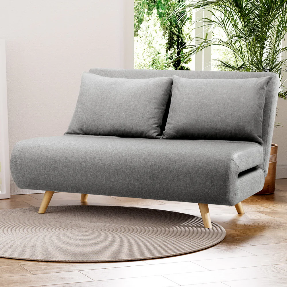 Artiss Sofa Bed 2 Seater Convertible Couch Recliner Lounge Chair Linen - Image 7