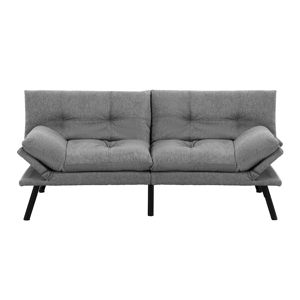 Artiss Sofa Bed Convertible 3 Seater Couch Recliner Lounge Chair Fabric Grey - Image 3