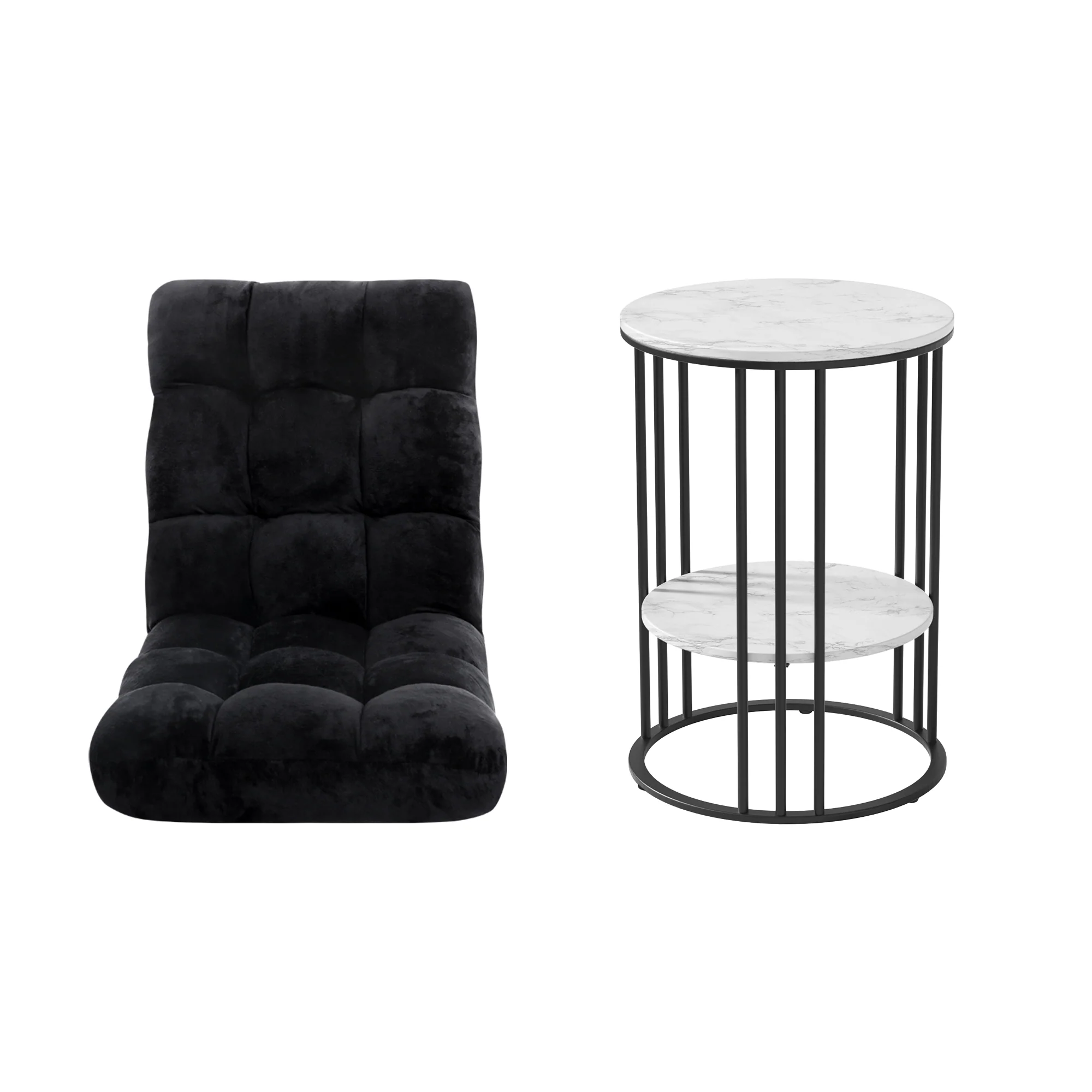 Artiss Sofa Bed Floor Lounge Recliner Foldable Chair & Side Table Bundle - Image 4