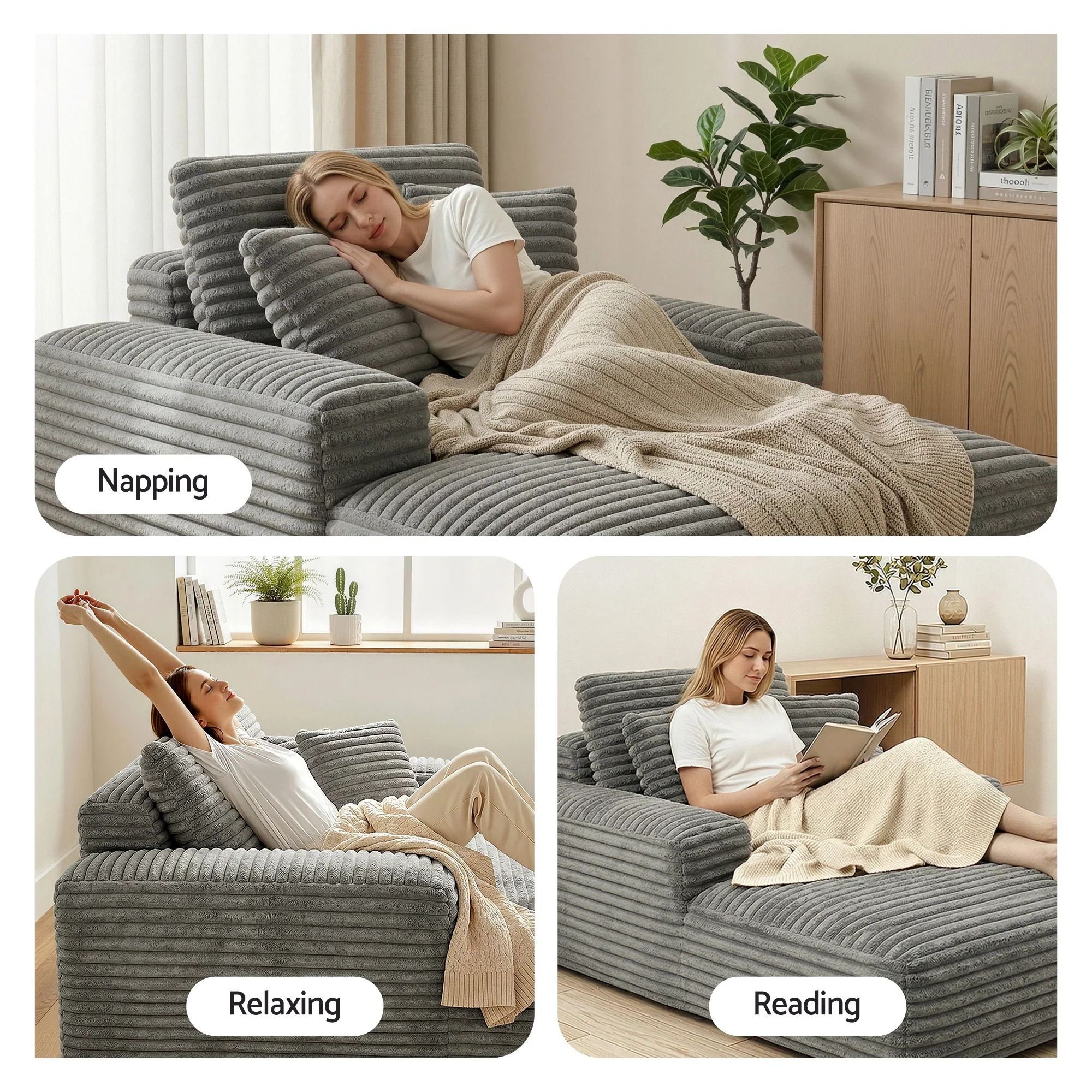 Artiss Sofa Bed Lounge Chair Recliner Couch Reading Chairs Sleeper Cloud Sofas - Image 5