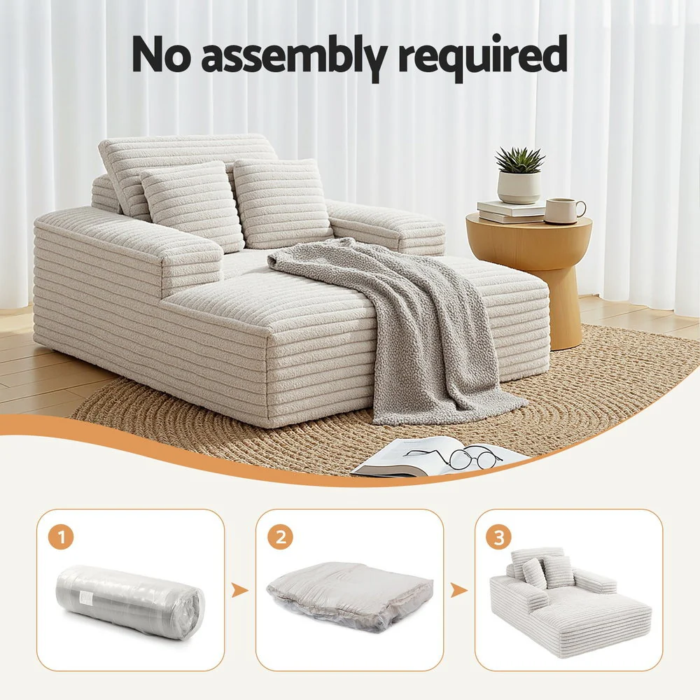 Artiss Sofa Bed Lounge Chair Recliner Couch Reading Chairs Sleeper Cloud Sofas Faux Fur Fabric - Image 5