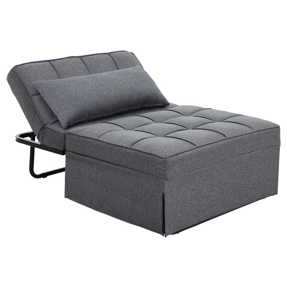 Artiss Sofa Bed Ottoman 1 Seater Linen Grey