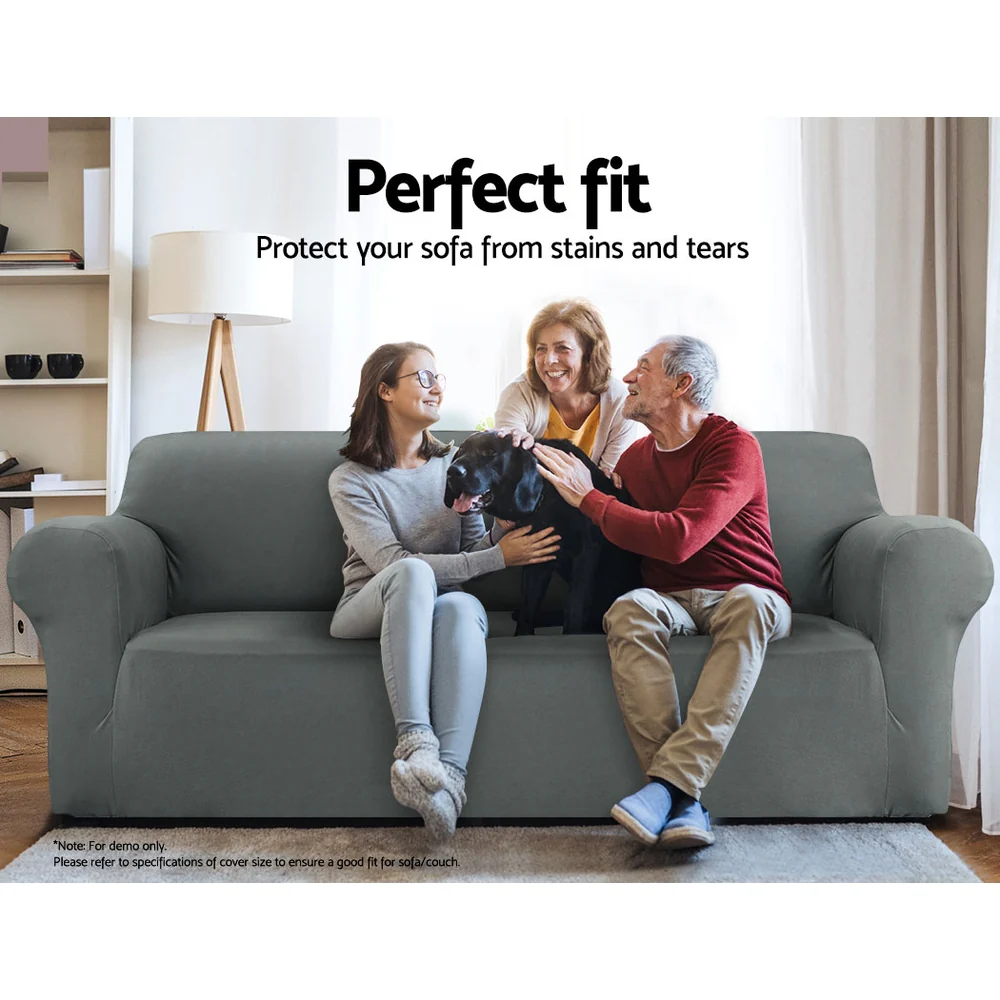 Artiss Sofa Cover Couch Covers 2 Seater Stretch Grey - Image 3