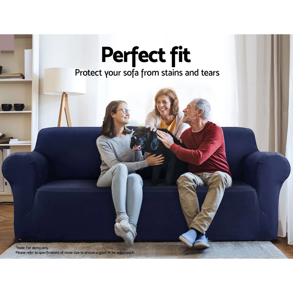 Artiss Sofa Cover Couch Covers 3 Seater Stretch Navy - Image 3