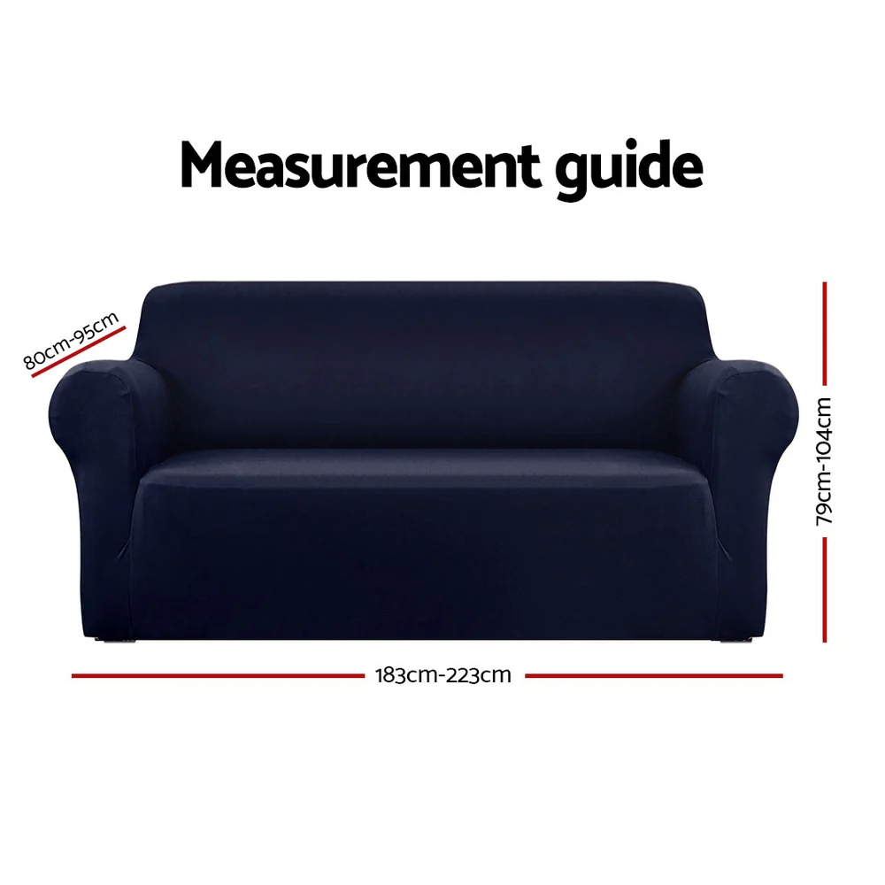 Artiss Sofa Cover Couch Covers 3 Seater Stretch Navy - Image 7