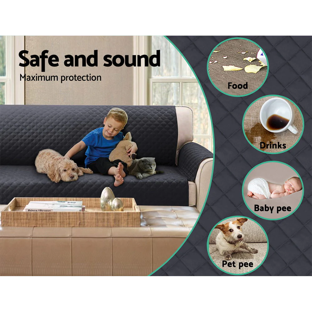 Artiss Sofa Cover Couch Covers 3 Seater 100% Water Resistant Dark Grey - Image 5