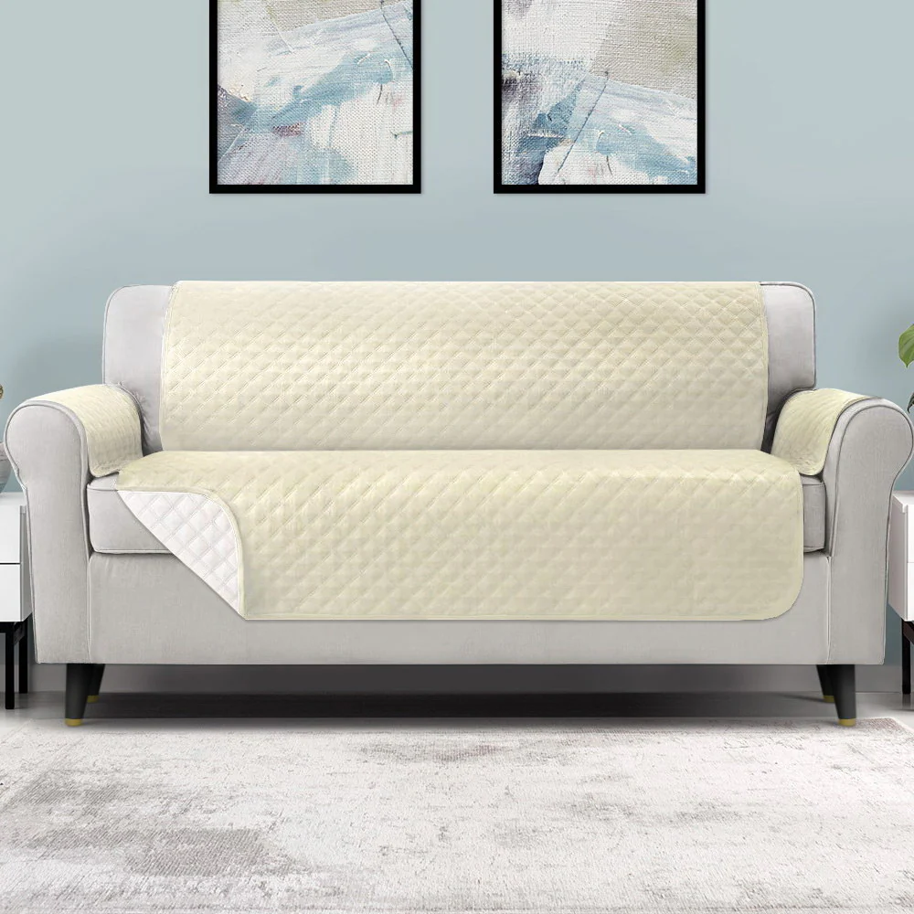 Artiss Sofa Cover Couch Covers 4 Seater 100% Water Resistant Beige - Image 8