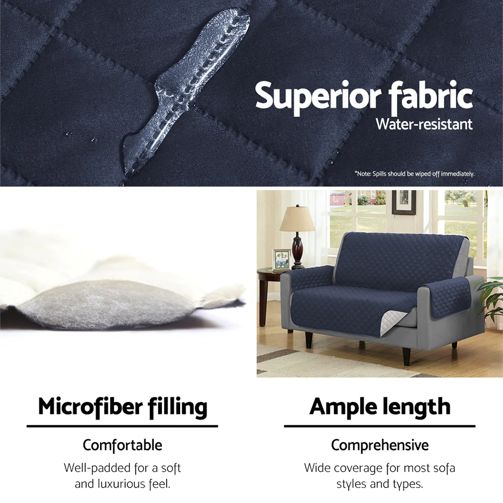 Artiss Sofa Cover Couch Covers 3 Seater Quilted Dark Grey - Image 4