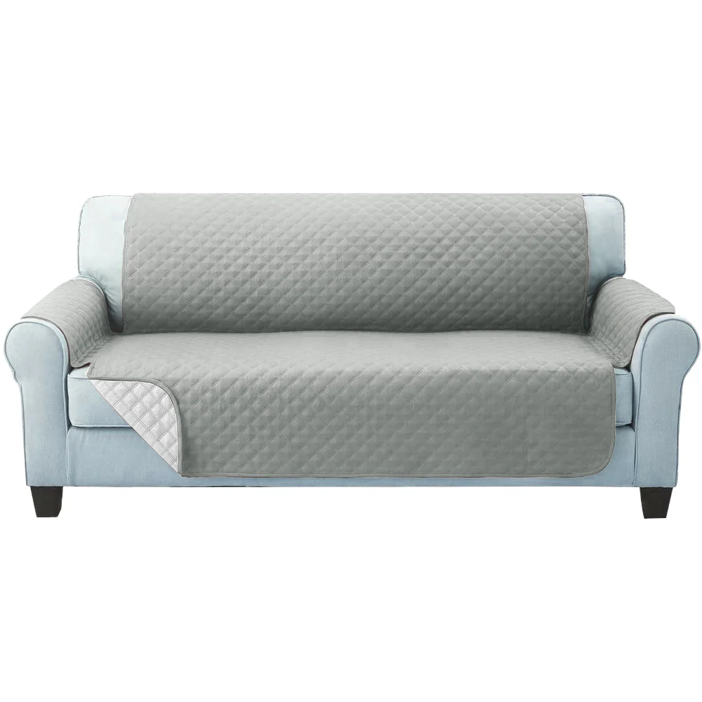 Artiss Sofa Cover Couch Covers 3 Seater Quilted Grey - Image 6