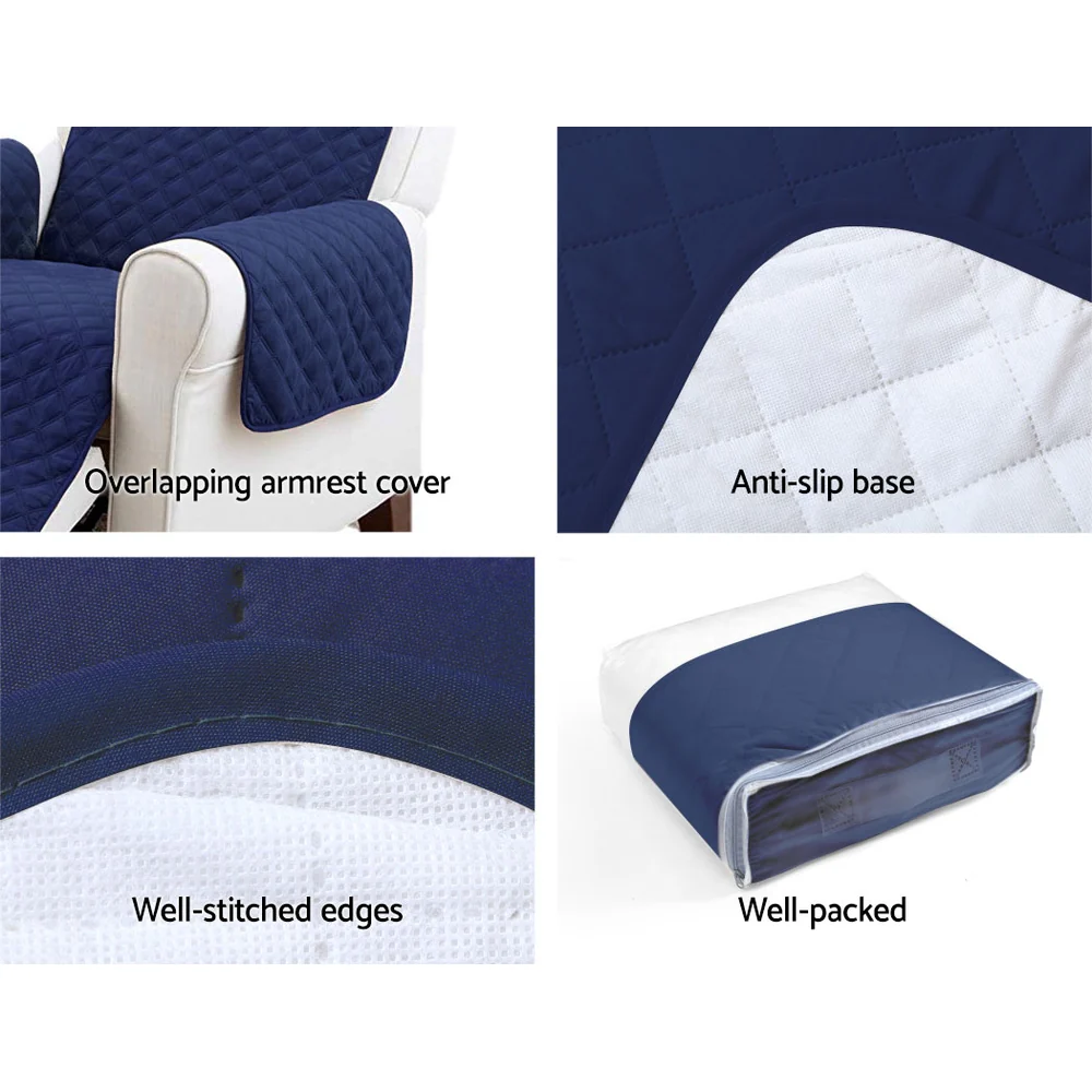 Artiss Sofa Cover Couch Covers 3 Seater Quilted Navy - Image 6