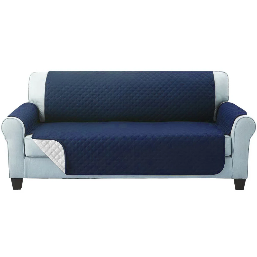 Artiss Sofa Cover Couch Covers 3 Seater Quilted Navy - Image 7
