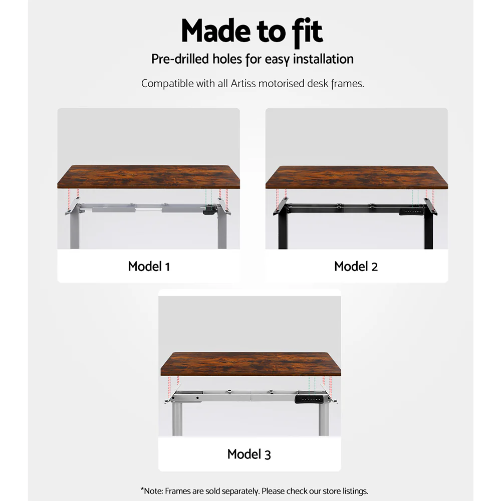Artiss Standing Desk Top Rustic Brown 140CM - Image 7