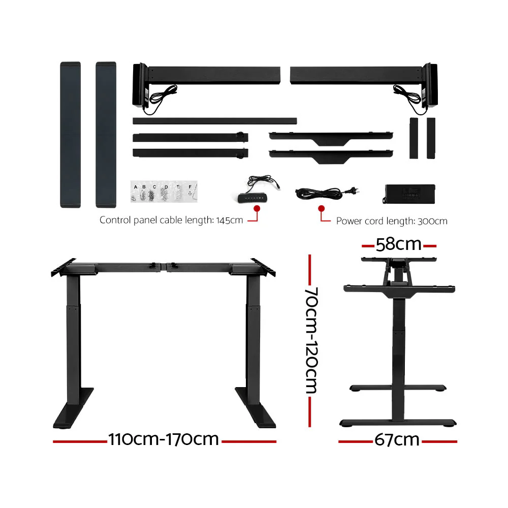 Artiss Standing Desk Motorised Dual Motor Rustic Brwon 140CM - Image 2