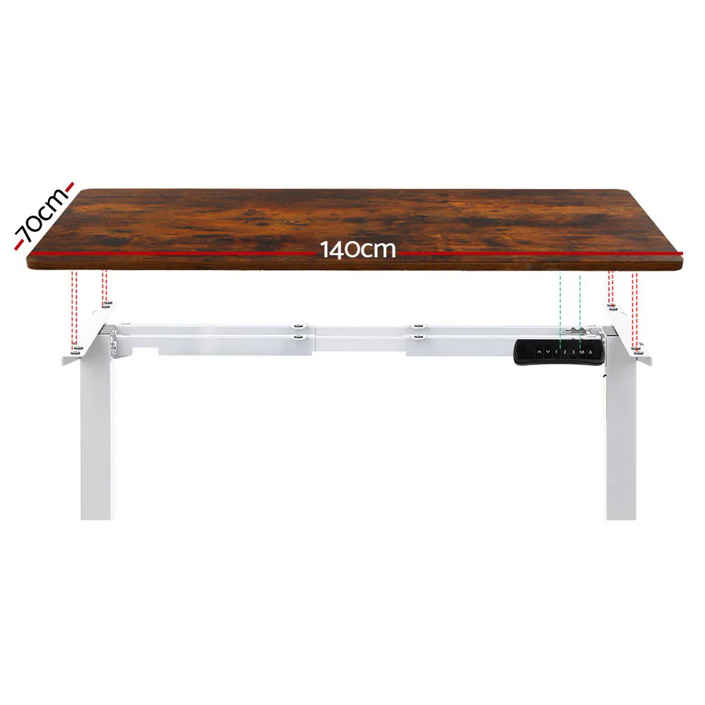 Artiss Standing Desk Motorised Dual Motor 140CM Rustic Brwon - Image 3