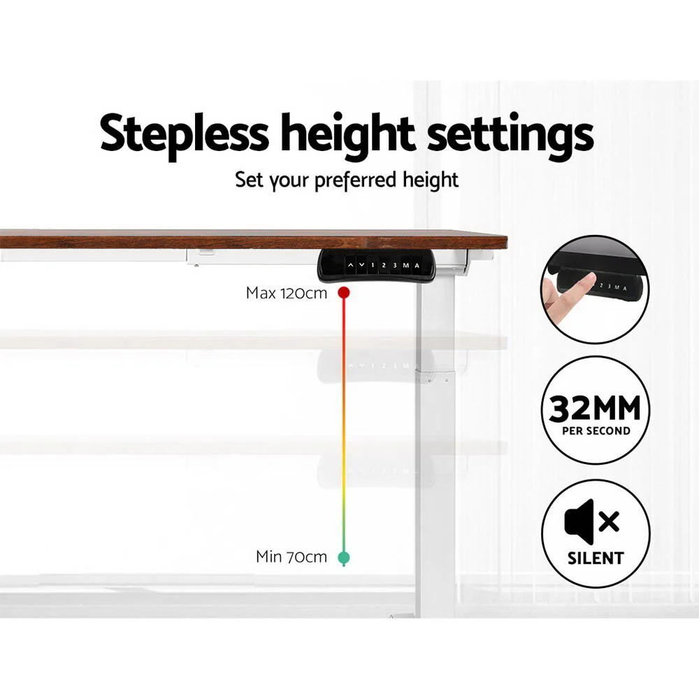 Artiss Standing Desk Motorised Dual Motor 140CM Rustic Brwon - Image 5