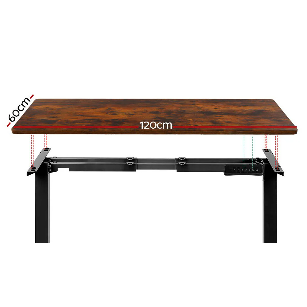 Artiss Standing Desk Motorised Dual Motor Rustic Brwon 120CM - Image 3